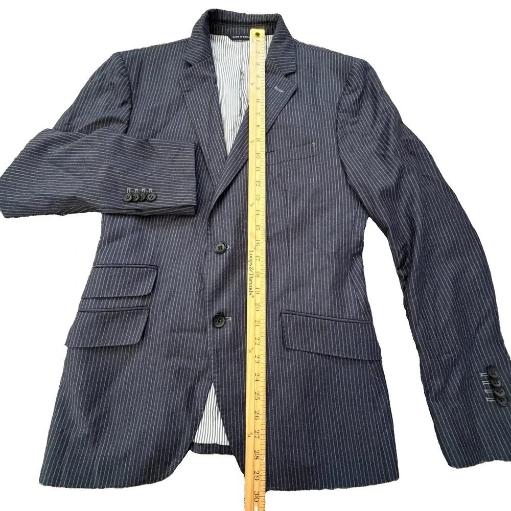 BANANA REPUBLIC 40S Tailored Fit Navy PinStriped Wool Sport Coat Suit Blazer
